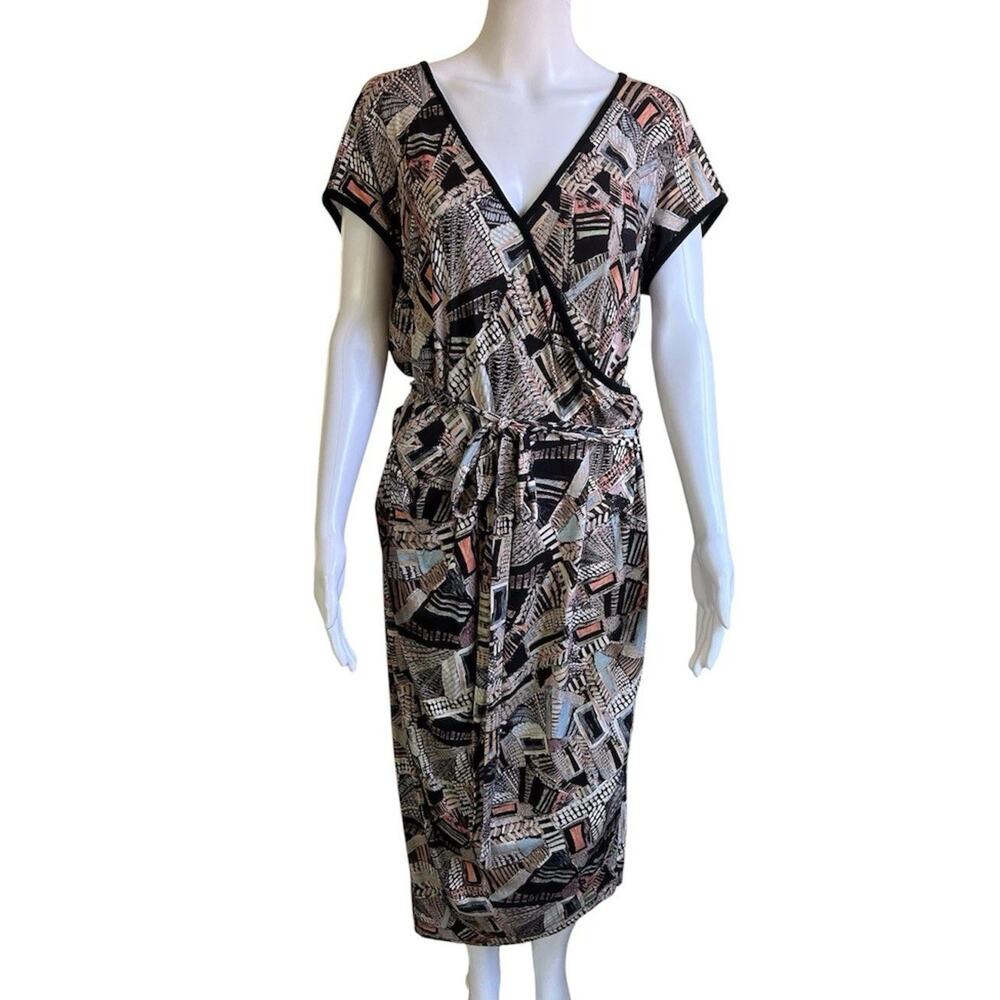 Peruvian Connection Ashanti Wrap Dress NWT Womens Large Geometric Midi Boho